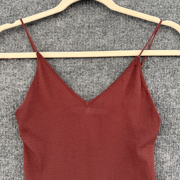 Zara Bodysuit Womens Small Rust V-Neck Spaghetti Strap Fitted Tank Top - Picture 2 of 8